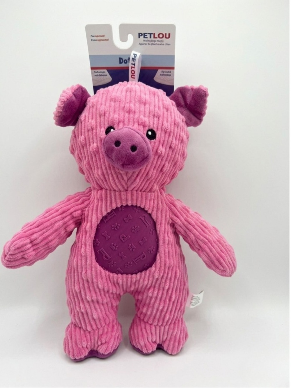 Petlou Pink‎ Dotty Friends Plush Pig Dog Toy with Chew Pad